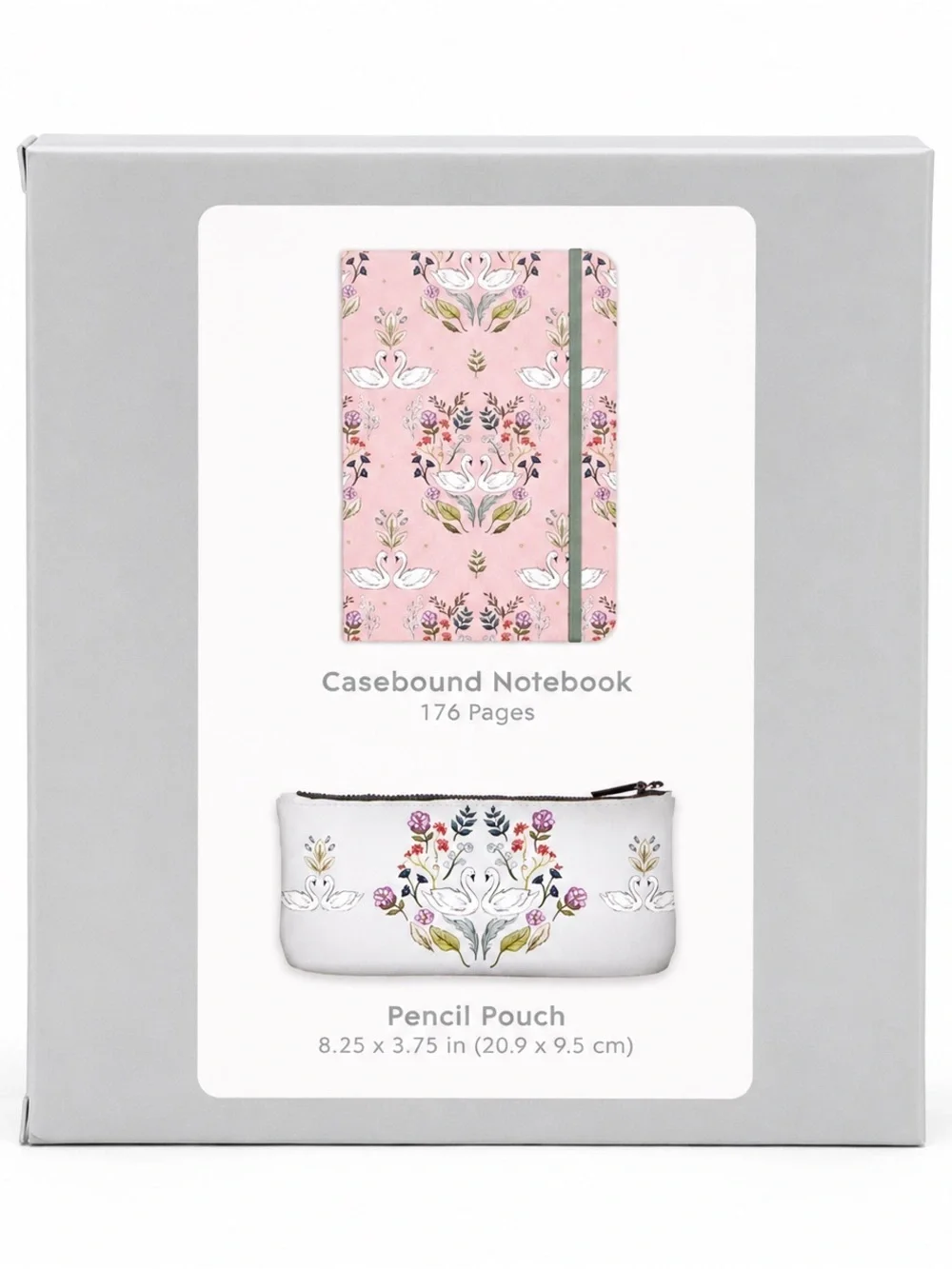 Studio Oh Elysian Swans Notebook & Pencil Pouch Gift Set Floral Journal Gift Set